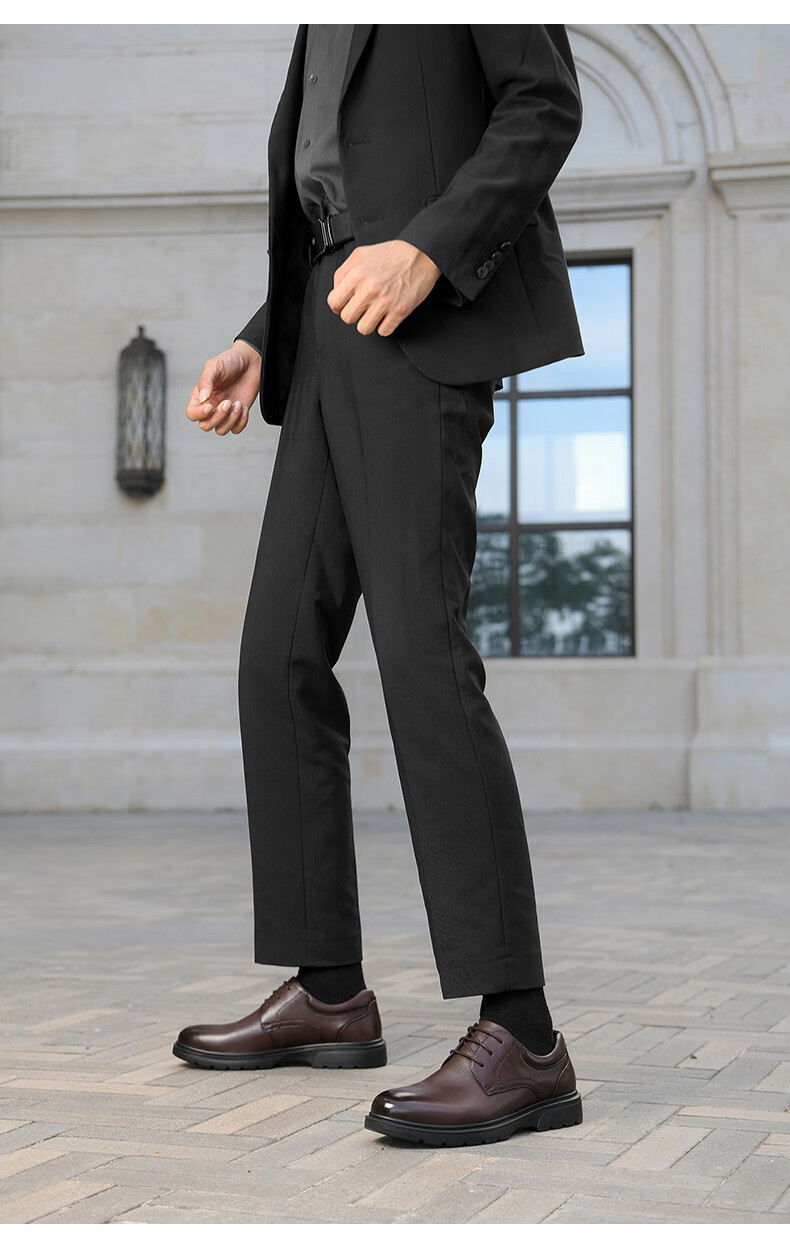 HLA Leather Shoes, Men's Formal Dress Shoes, Business Heightening Derby Shoes HAAPXM1EBH081, Black Heightening, Size 39 11