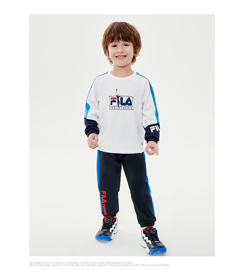 fila斐乐童装儿童长袖t恤2021秋新款男小童时尚潮流休闲宝宝卫衣-120
