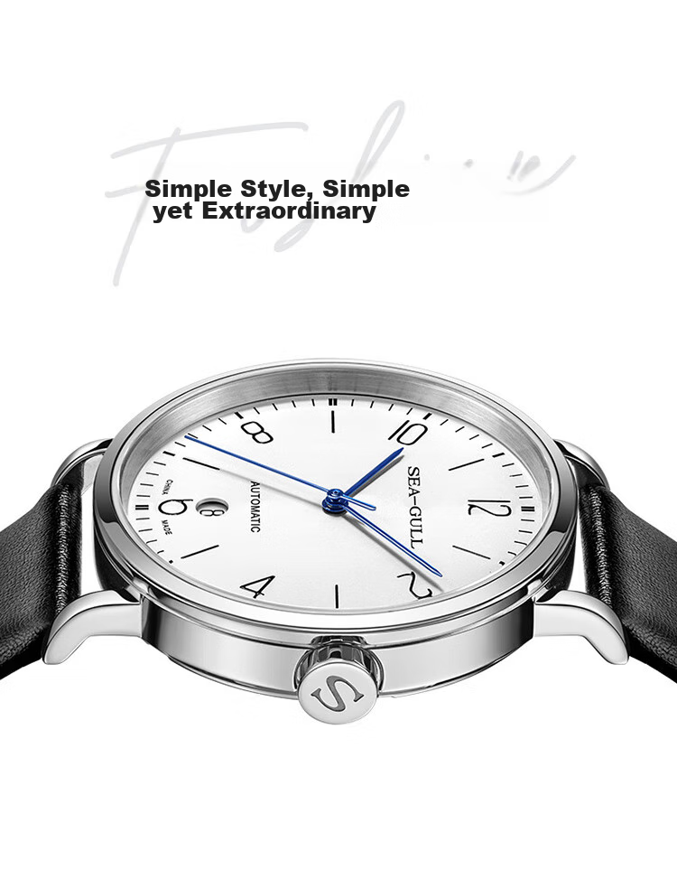 SEAGULL Men's Automatic Mechanical Watch, Bauhaus Date Display Men's Watch, Birthday Gift for Men, Model 6091 4