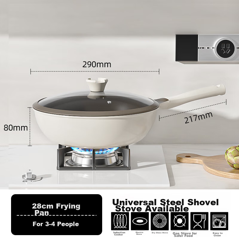 REDCHEF Non-Stick Wok, Titanium Ceramic Cooking Pan for Home Use, Compatible with Induction And Gas Stoves, 28cm