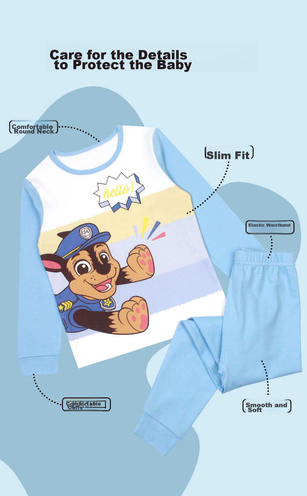 PAW PATROL Children's Autumn Underwear Set, Boys' Pajamas, Kids' Spring Loungewear, Girls' PA1837 120 4