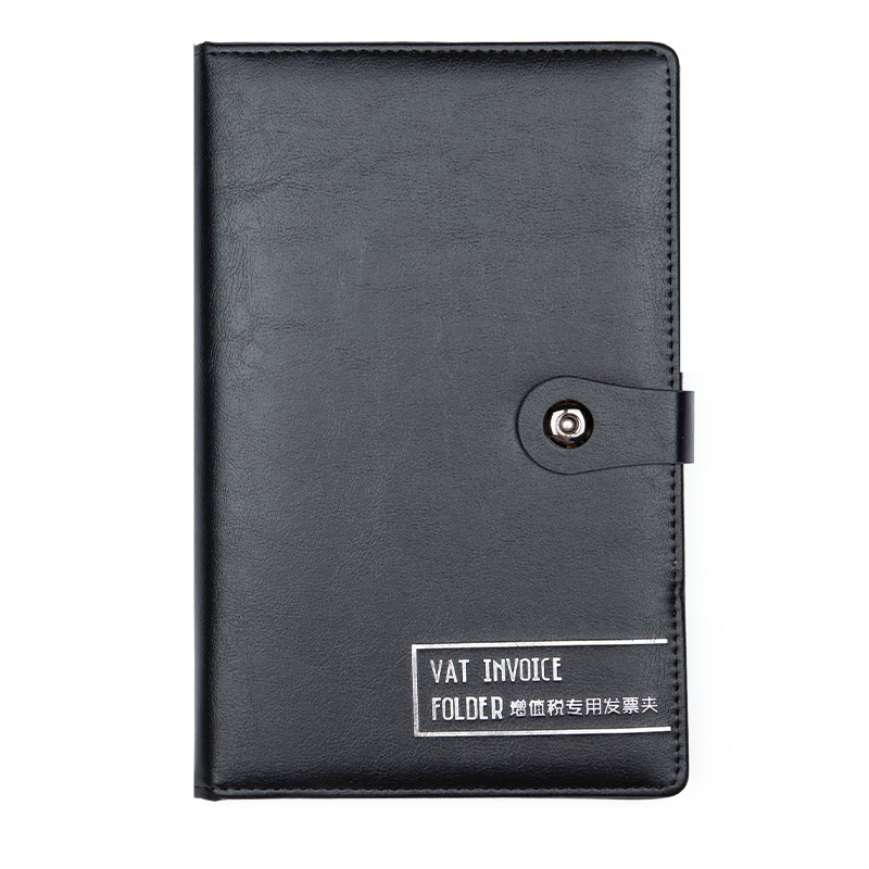 TRNFA TN-1600B Invoice Clip, Accounting And Cashier Bill Holder, Financial Supplies Leather Document Folder, 20 Bill Slots, Black