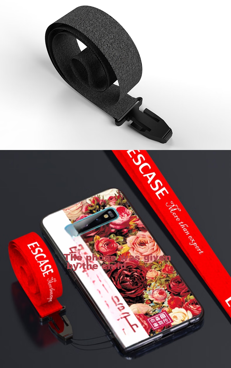 ESCASE Phone Lanyard Neck Strap Suitable for Apple IPhone 15 Pro Max/13/14, Huawei Nova 12 Pro, Xiaomi 14 And Other Phones ES-ZP Obsidian Black 1