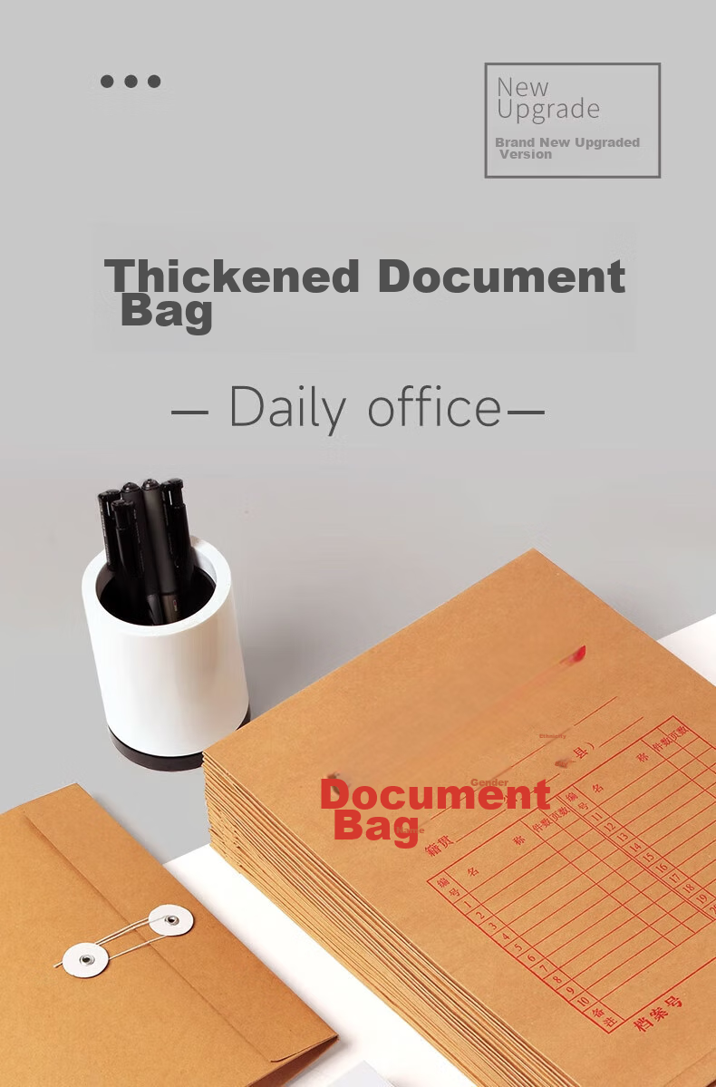 Yuzijian 10 A4 Side Width 2.8cm Mixed Pulp Thick Kraft Paper File Folders 250g, Corporate School Document Storage Bags, Protective Covers for Bids Contracts Invoices, 2308 1
