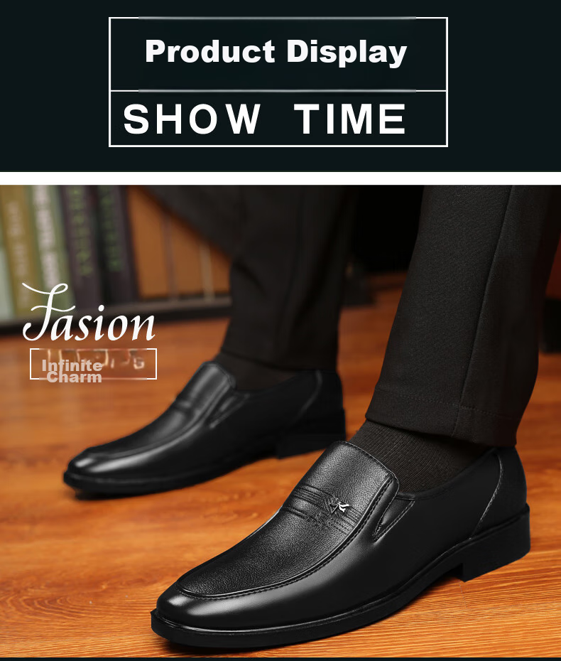CARTELO Men's Leather Shoes, Business Casual Shoes for Spring, Comfortable Dad Shoes with Soft Soles, Driving Shoes for Men, 1202 Black, Size 38 13