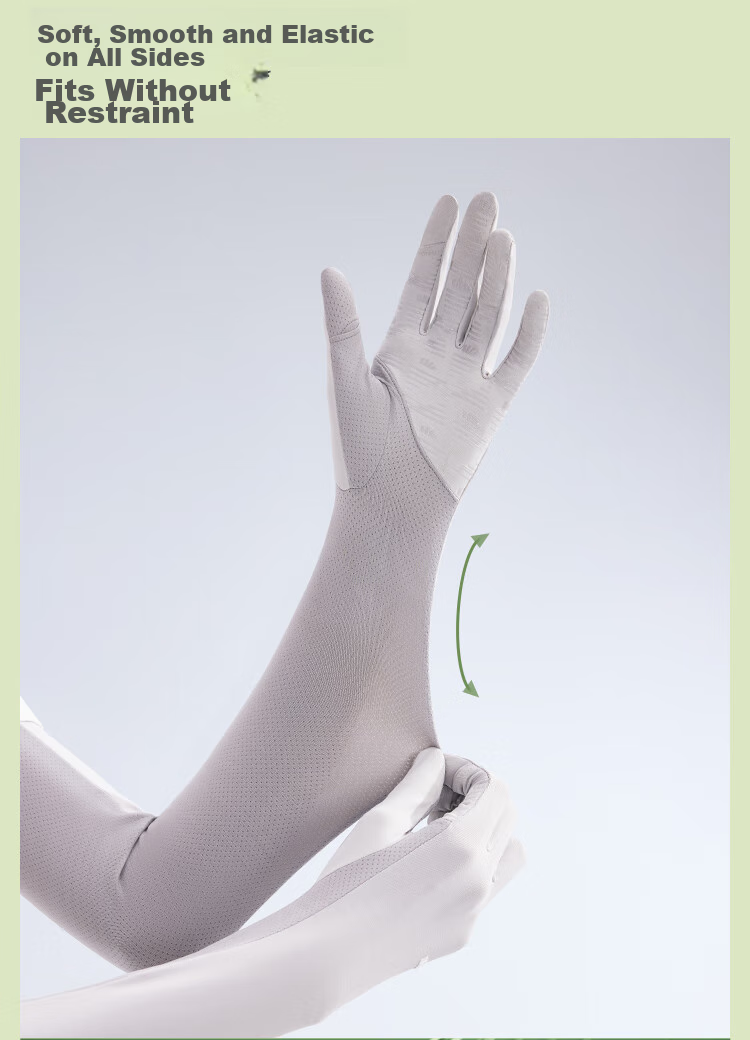 Beneunder Sunscreen Arm Sleeves Ice Silk Cooling UV Protection Gloves for Women Long Arm Sun Protection Driving Mountain Gray 16
