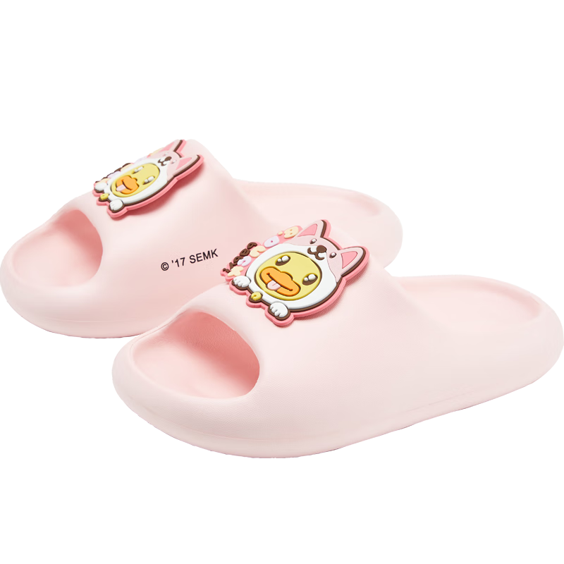 B.Duck Children's Slippers, Boys And Girls Soft-Soled Indoor Cartoon Slides, All-Season Home Use, Model 5901, Pink, Size 28