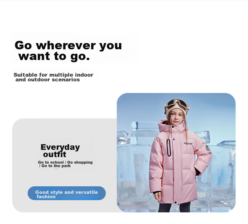 SNOWFLYING Children's Clothing, Boys' down Jacket, Thickened for Older Children, Girls' Mid-Length down Coat, Warm Beige, Size 140 17