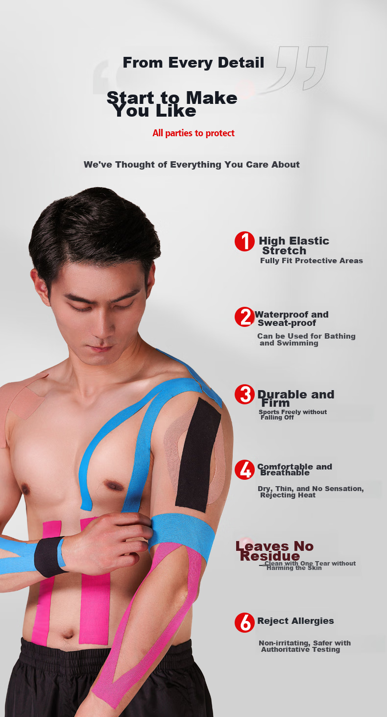Li-Ning Muscle Tape, Sports Kinesiology Tape, Athletic Ankle Wrap, Rehabilitation Elastic Bandage, Knee Support 6