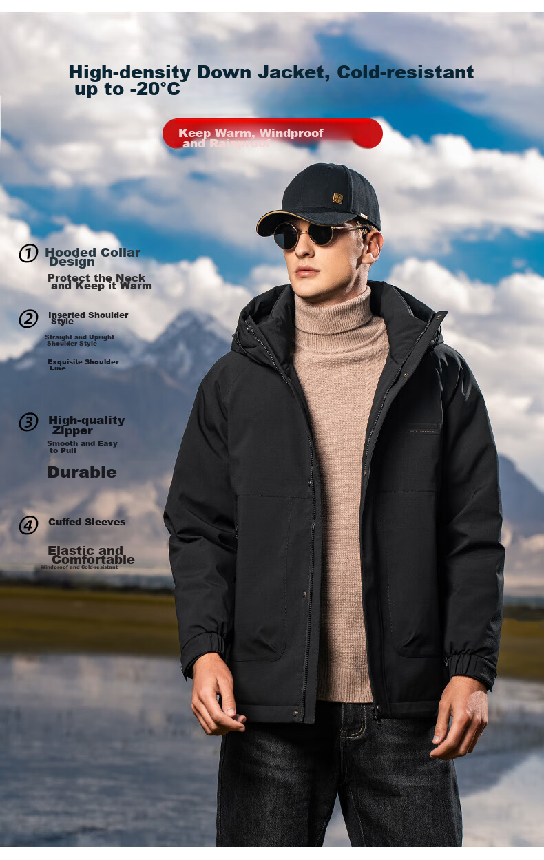 YAYA Men's down Jacket, Short Hooded Style, Thick Warm Coat for Young People, New Winter Outdoor Casual Workwear Jacket 24076 3