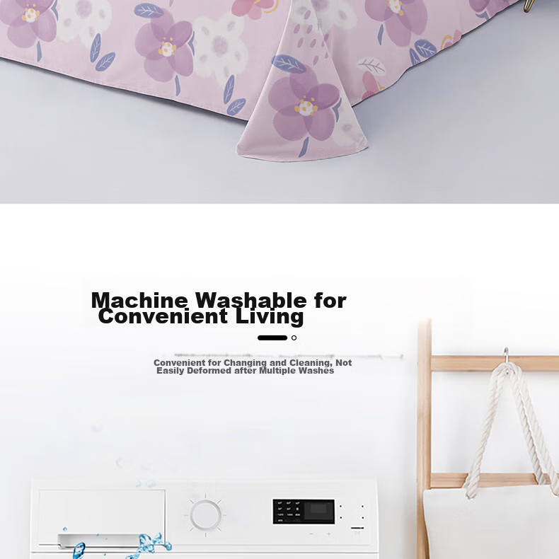 BEYOND Home Textiles Pure Cotton Bed Sheet with Printed Pattern, All-Cotton Duvet Cover, Single Piece Set, Floral (Purple) 200*230cm 11