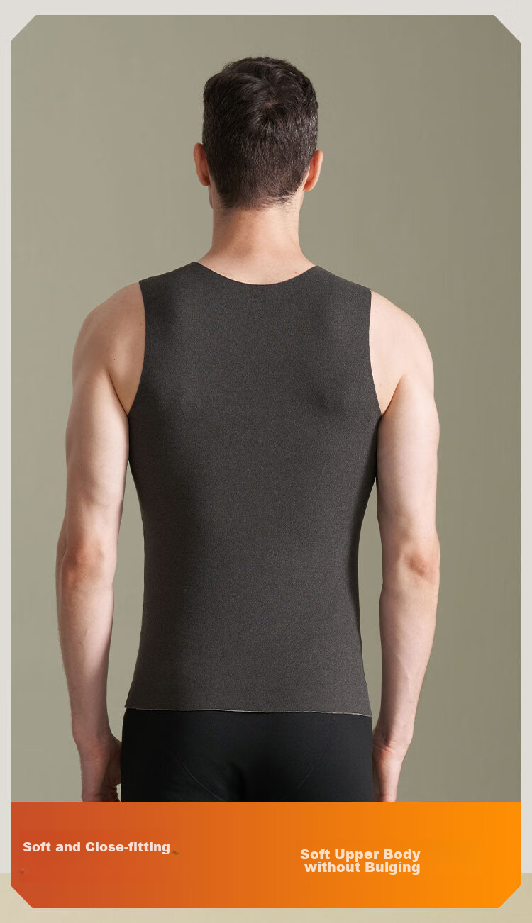 Hengyuanxiang [Contains Silk] Men's Thermal Vest, German Velvet Undershirt, Seamless Underwear, Autumn And Winter, Gray 12