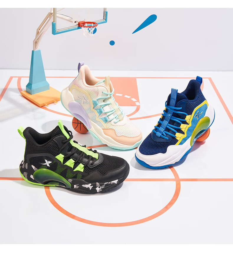 XTEP Children's Unisex Shock-Absorbing Wear-Resistant Basketball Shoes for Young National Champions, Deep Blue/mango Yellow, Size 35 16