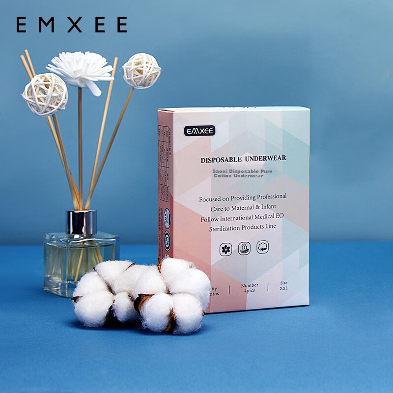 Одноразовые трусы EMXEE для беременных и послеродового ухода, 100% хлопок, удобны для путешествий, портативные, не требуют стирки, для менструального периода, 4 шт., XXXL