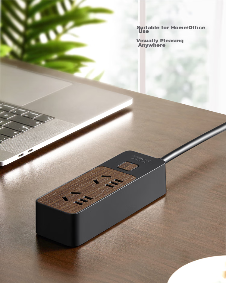 BULL Power Strip / Extension Cord / Surge Protector / Multi-Outlet Strip / Power Board / Cable Reel with Master Switch, 4 Outlets, 1.8m, Black Wood Grain, GN-R1220 9