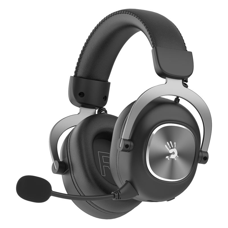 A4TECH MR760 Wireless Gaming Headset, Over-Ear, Bluetooth/2.4G/Type-C/Wired, Blood Ghost Phantom PUBG CS E-Sports Delta Valorant Headset, Elegant Black