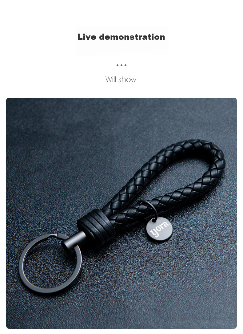 YORA Black Knitted Car Key Chain, Personalized Creative Car Key Pendant, High-Quality Leather Key Ring for Men And Wome 9