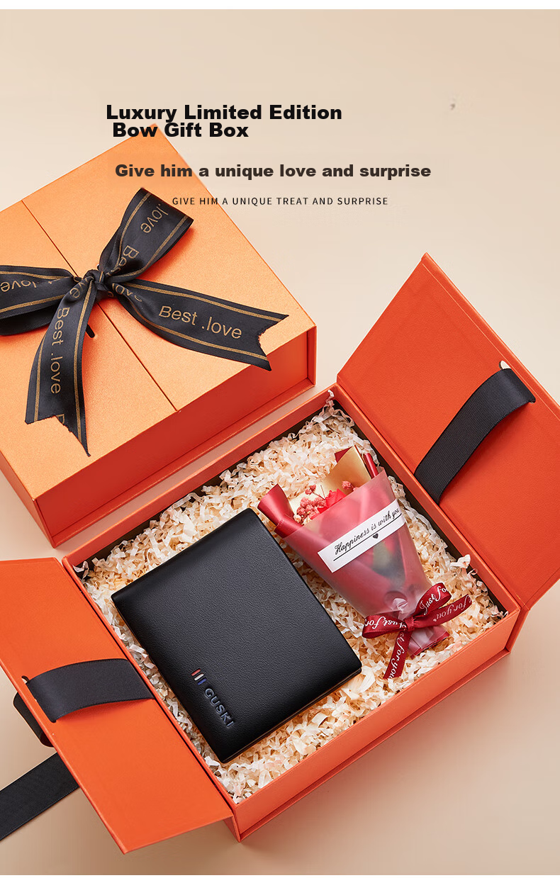 GUSKI Brand Men's Wallet, Short Genuine Leather Billfold, Practical Gift Box, Birthday Present for Boyfriend Or Husband 3