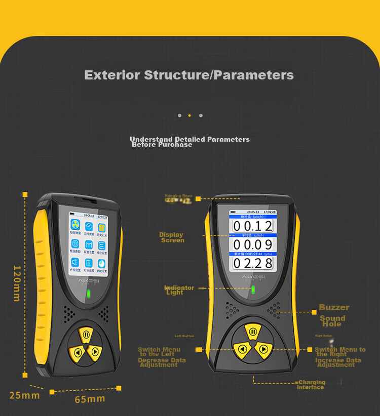 Aikesi Nuclear Radiation Detector, Personal Dosimeter Alarm, X-Ray Beta Gamma Radiation Ray CT Room Geiger Counter 22