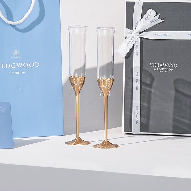 Wedgwood Vera Wang Love Knot Gold Champagne Flute Set [New Year Gift] [Wedding Gift]