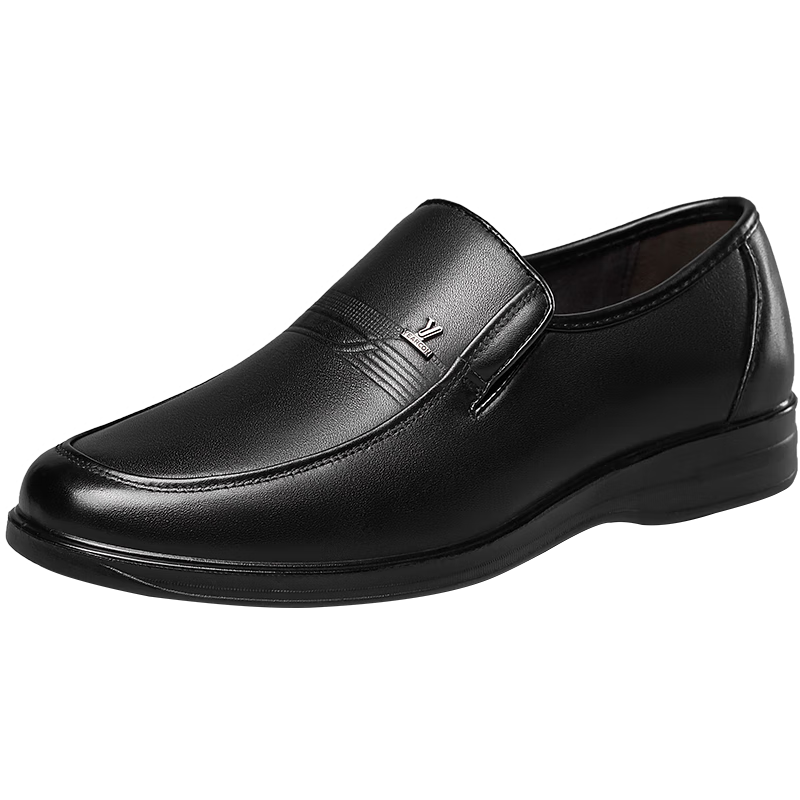 Yierkang Men's Slip-On Comfortable Business Casual Dad Loafers Leather Shoes Single Shoes for Men, 97973W, Black, Size 39