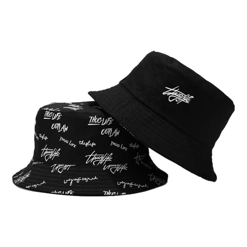 GLO-STORY Sun Hat for Men And Women, Letter Embroidery Fisherman Hat, Artistic Casual Versatile Double-Sided Bucket Hat for Men, All-Season Sun Protection Hat
