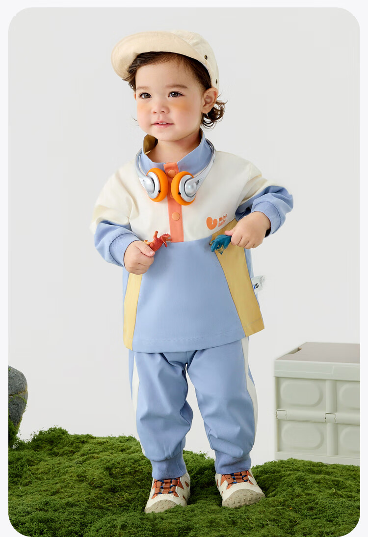 Minibala Children's Long Sleeve Set, Trendy Color-Block Top And Pants Two-Piece Suit, Spring New Arrival 10