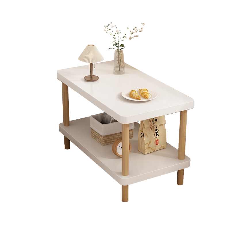 OLENOUFENG Side Table, Small Coffee Table, Sofa Side Cabinet, Small Desk, Thickened Bedside Cabinet, Simple Tea Table, Double-Layer Storage Tea Table