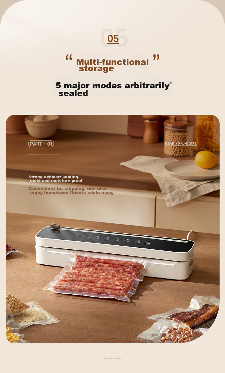 Bear Vacuum Sealing Machine, Home And Commercial Fully Automatic Vacuum Sealing All-In Machine, Dry And Wet Dual-Use Vacuum Sealer Packaging Machine FKJ-G01F2 18