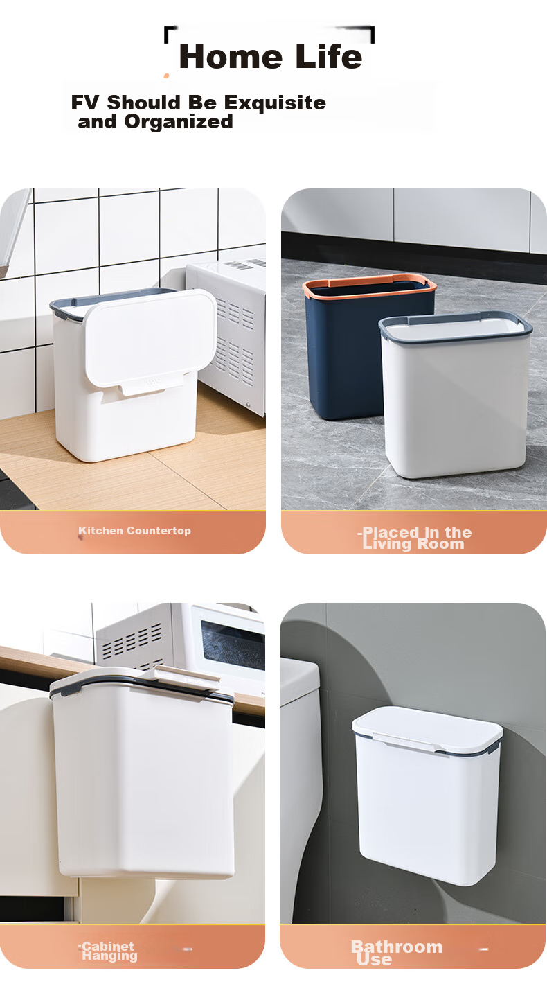 ABEPC Desktop Trash Can 1.5L Push-Button Lid Office Desk Nordic Style Small Waste Bin Storage Cylinder Light Green Gold 10