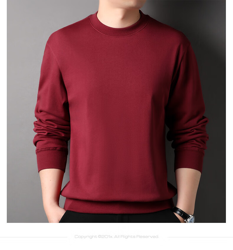 Hengyuanxiang Men's Sweatshirt, 100% Pure Cotton, Round Neck, for Young And Middle-Aged Men, T-Shirt 15237320, Dark Night Gray, 170/92A 4