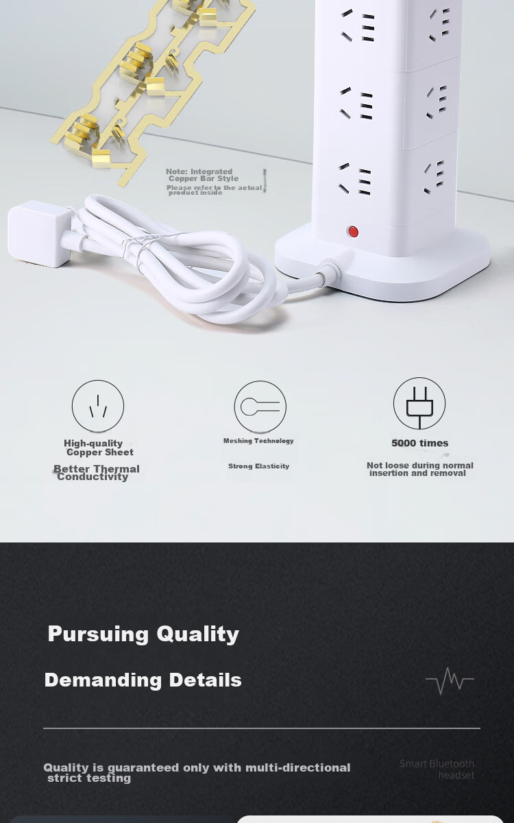AIKEDUN Active Fire Extinguishing Floor Socket/power Strip/outlet Strip/power Board/extension Cord, 12 Outlets with Five Holes, USB+TYPE-C Master Control, 1.8m Overload Protectio 6