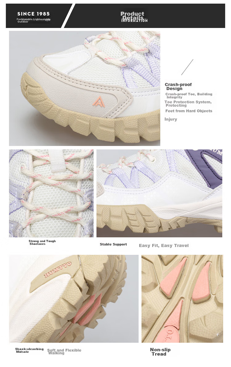 HUMTTO Non-Slip Hiking Shoes, All-Season Mesh Breathable Casual Women's Shoes, Outdoor Mountaineering Shoes, Beige/oatmeal, Size 37 11