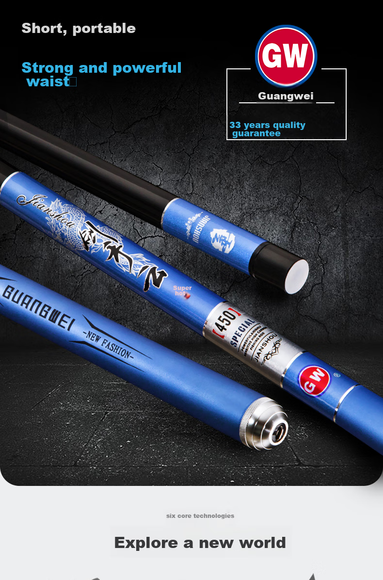 GW Jian Shou Yun Xi Liu Fishing Rod, 7.2 Meters, Collapsible to 67 Cm, Short Section Handle, Ultra-Light And Ultra-Hard, 28 Sections, Carp Fishing Rod 1