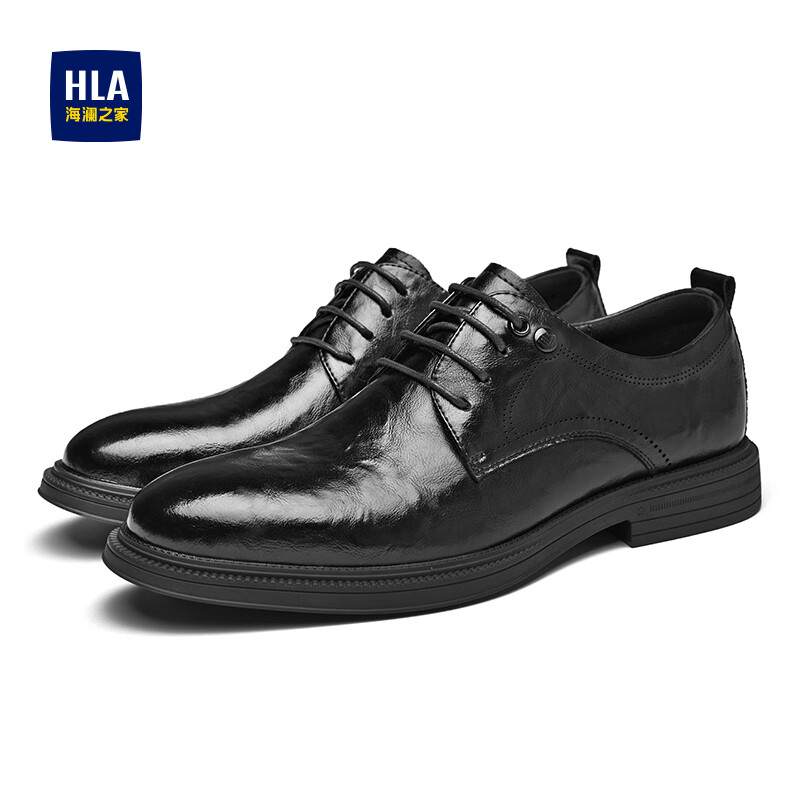 HLA Men's Business Dress Shoes Height Increasing Casual Derby Shoes HAAPXM3DAO212 Black Size 42