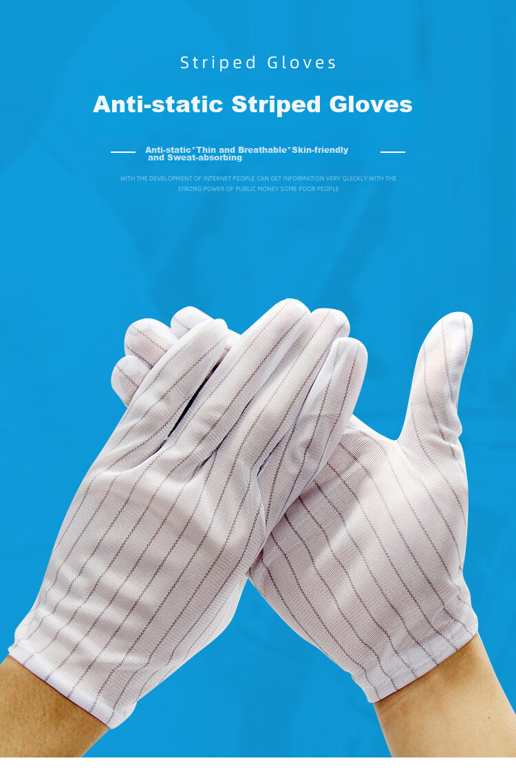 Beifute Anti-Static Gloves, Non-Slip Thickened Dust-Free Electronic Factory Assembly Striped Dotted Glue Labor Protection Gloves, Wear-Resistant And Dust-Proof, Thickened Version 10 Pairs 1