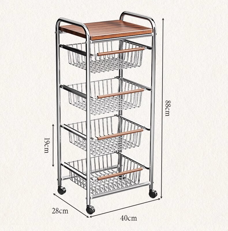 Shunyou Vintage Small Cart, Living Room Snack Storage Rack, Floor-Standing Mobile Kitchen Fruit And Vegetable Storage, Multifunctional SY-644 20