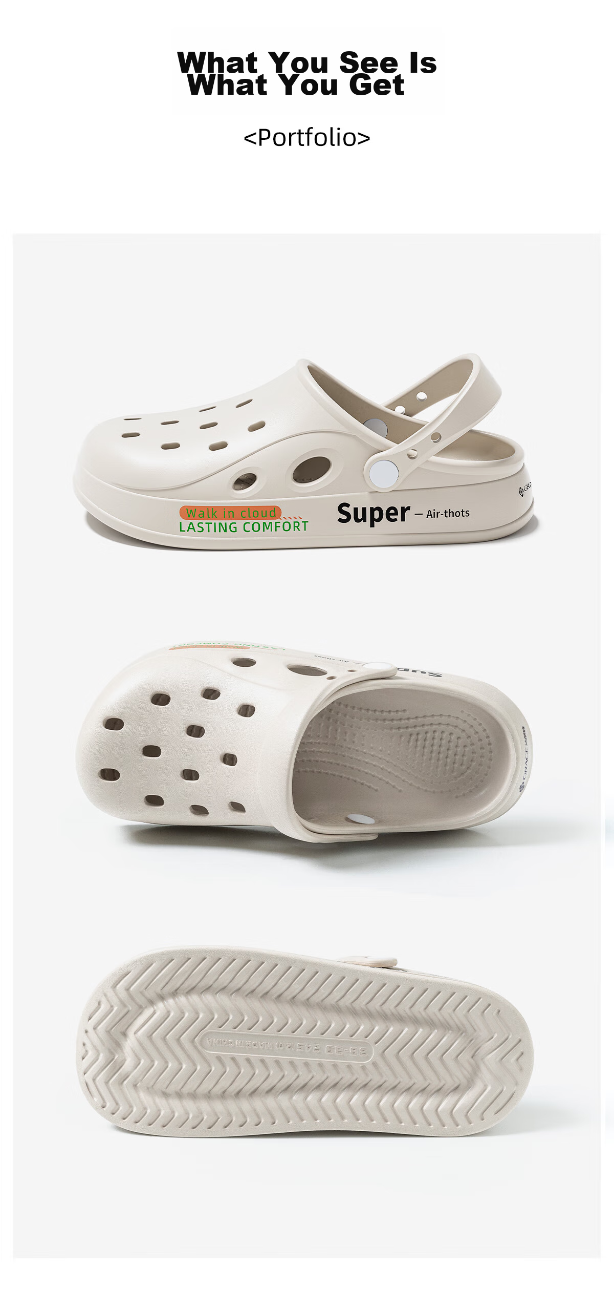 Grace Men's Perforated Shoes, Summer Outdoor Driving Sandals, Beach Shoes, EVA Odor-Resistant, Outdoor Wear, Non-Slip Surgical Room Slippers for Me 19