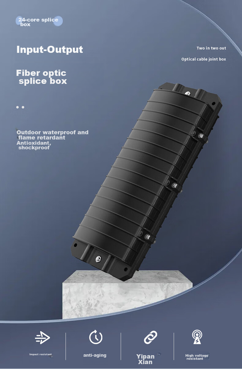 Fengyingzi 2-In 2-Out Horizontal Optical Cable Joint Box, 24-Core Fusion Splicing Kit, Fiber Optic Continuation Box And Splicing Kit for Outdoor Waterproof Use, 1 Set FYZ-WBD34 1