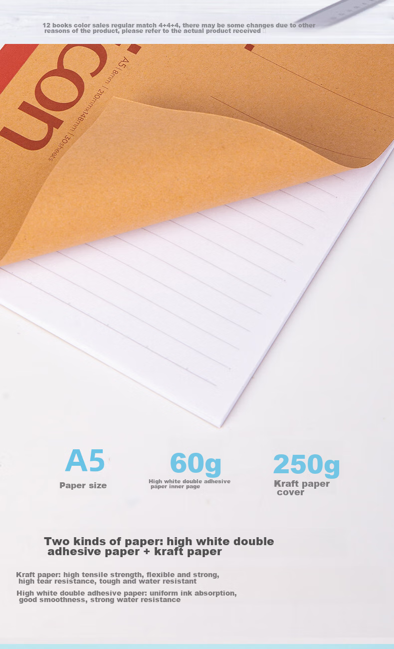 Deli 12 A5 Notebooks with 30 Sheets of Kraft Paper, Wirebound Soft Cover Notebooks for Work Notes/diaries/stationery Office Supplies 7635 8