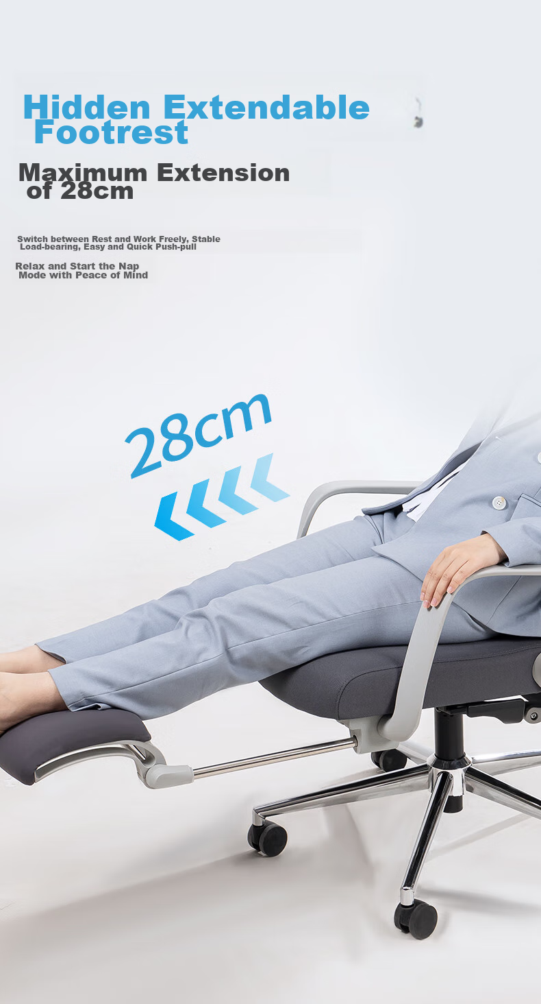 Deli Soft Series Ergonomic Office Chair, Nap Chair, Recliner, Comfortable for Long Sitting with Adjustable Armrests, Black 8