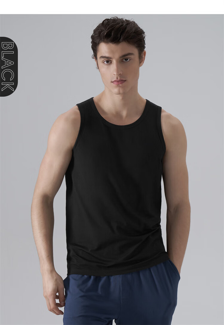Maniform Men's Modal Round Neck Cooling Vest, Wearable As Outerwear Or Undershirt, Fitness Tank Top 12