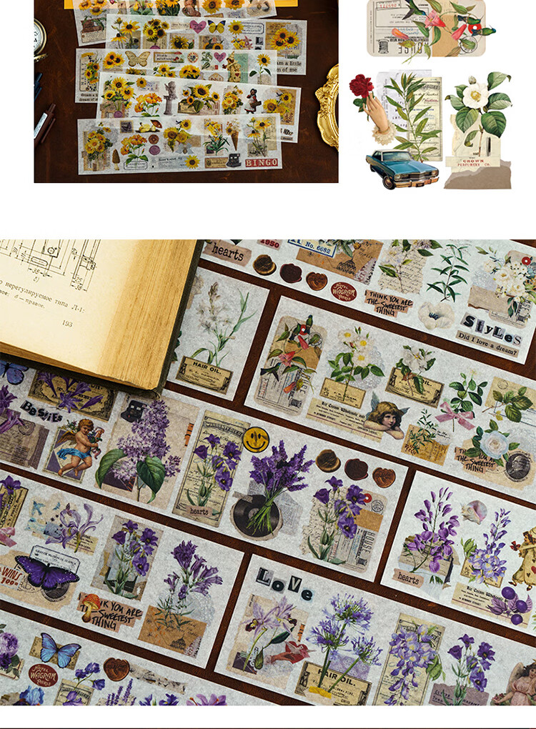 Yuhe Segmented Planner Tape Stickers, Landscape Decorative Stickers And Paper Journal Materials DIY Gift for Girls Children's Day Present, 4 Styles in Total 24 Pieces 4269 9