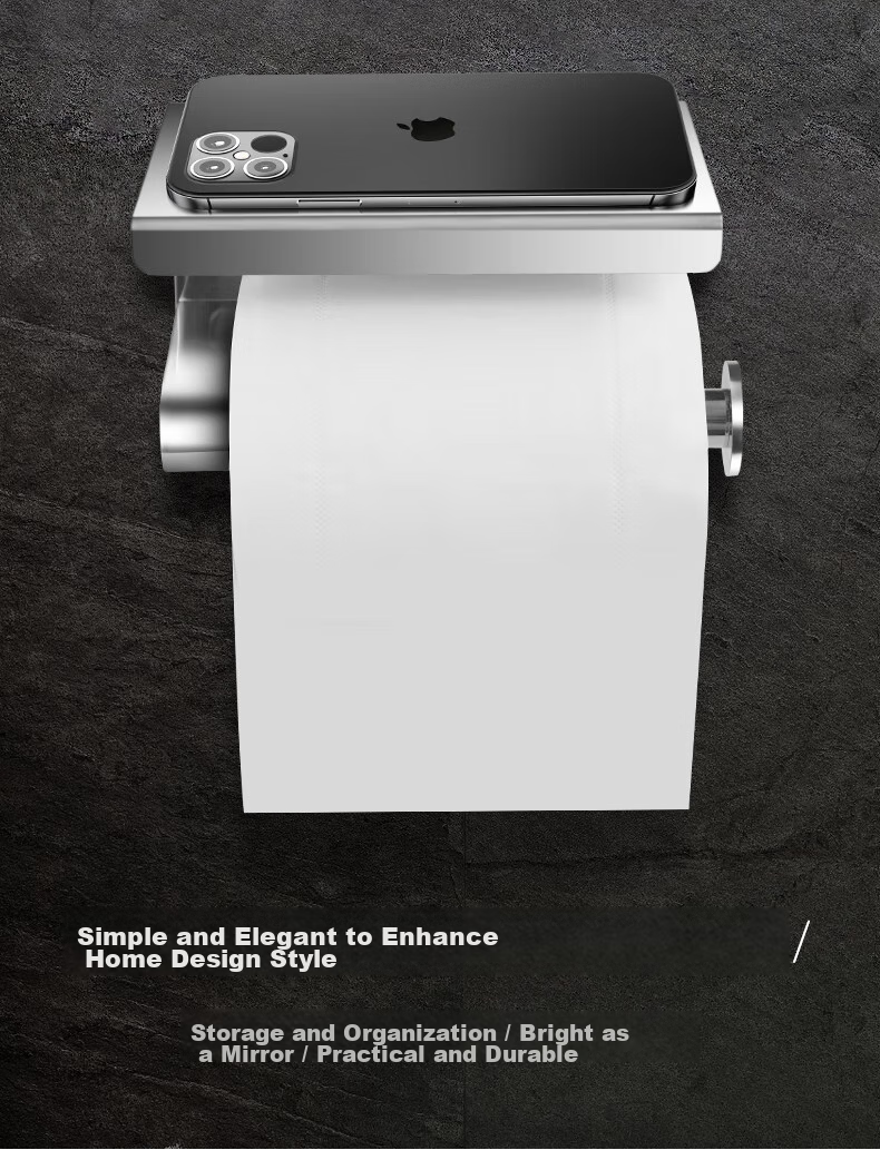 KEGOO Bathroom Toilet Paper Holder with Storage Shelf, Toilet Tissue Box, 304 Stainless Steel K220817 3
