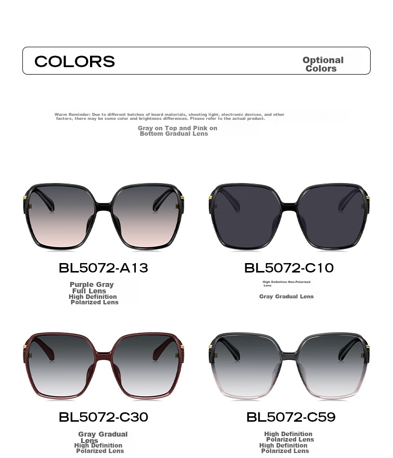 BOLON Elegant UV Protection Large Frame Sunglasses for Driving, Polarized Sunglasses for Women, Gift BL5082C30 8