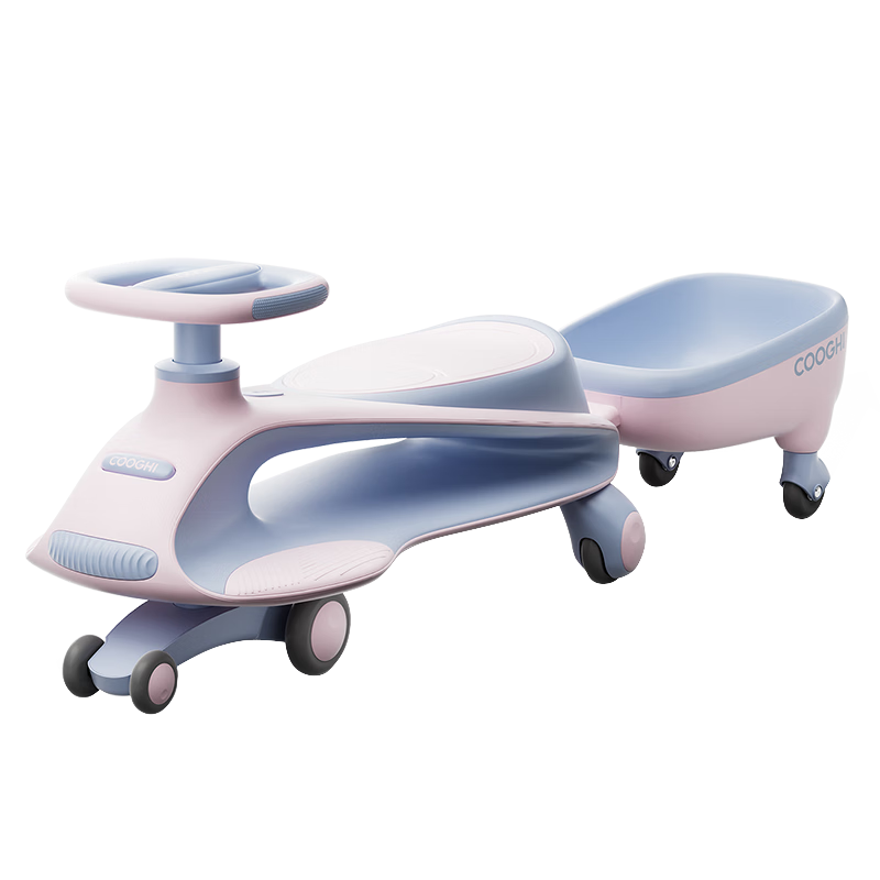 COOGHI Children's Twist Car for Ages 1-3, Anti-Rollover with Cargo Bed, Rideable by Adults, Quiet Wheels, Scooter, First Birthday Gift, Kuqi