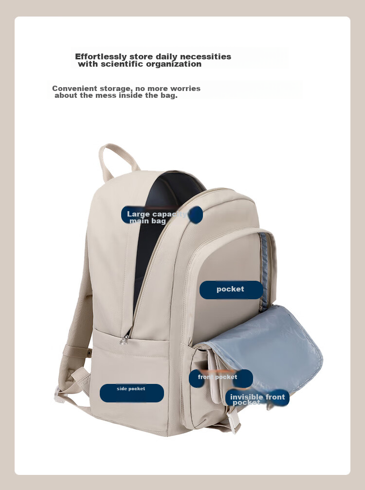UNIVERSITY OF OXFORD Backpack for Male And Female Primary And Secondary School Students, Lightweight Casual Backpack for Middle And High School Students, X1069 Khaki 16