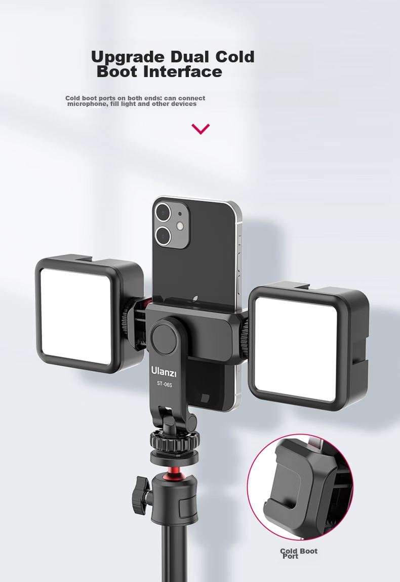 Ulanzi ST-6S Smartphone Clamp Bluetooth Remote Fill Light Kit, Horizontal And Vertical Shooting, Rotating Hot And Cold Boots, Viewfinder Flip Screen Monitor 4