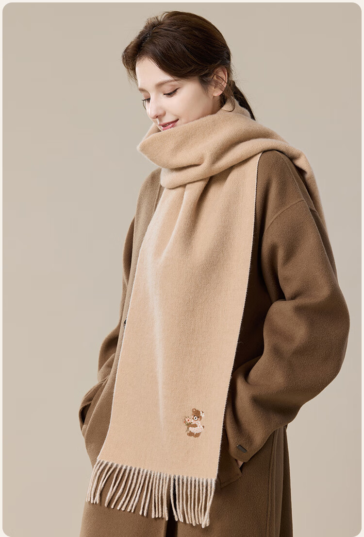 JIUMU Pure Wool Scarf for Women, Autumn And Winter Neck Warmer, Ladies' Warm Shawl, Gift for Women on National Day Or Birthday, Gift Box Packaging 16