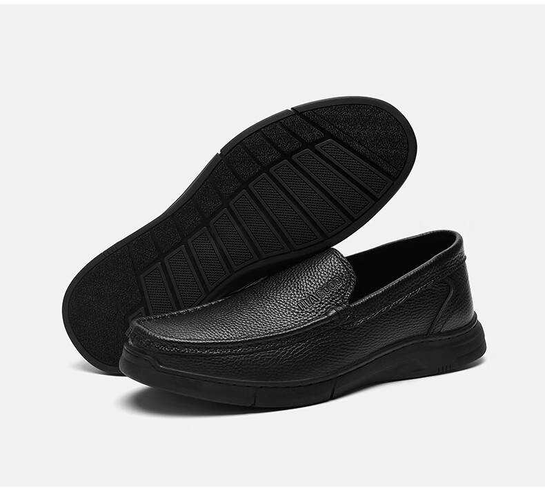 HLA Men’s Soft Sole Loafers Slip-On Casual Leather Shoes HAAPXM2FFE210 Black Size 44 32